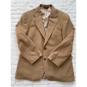 Men's Camel Hair Blazer Single-Breasted Two-Button Notch Lapel